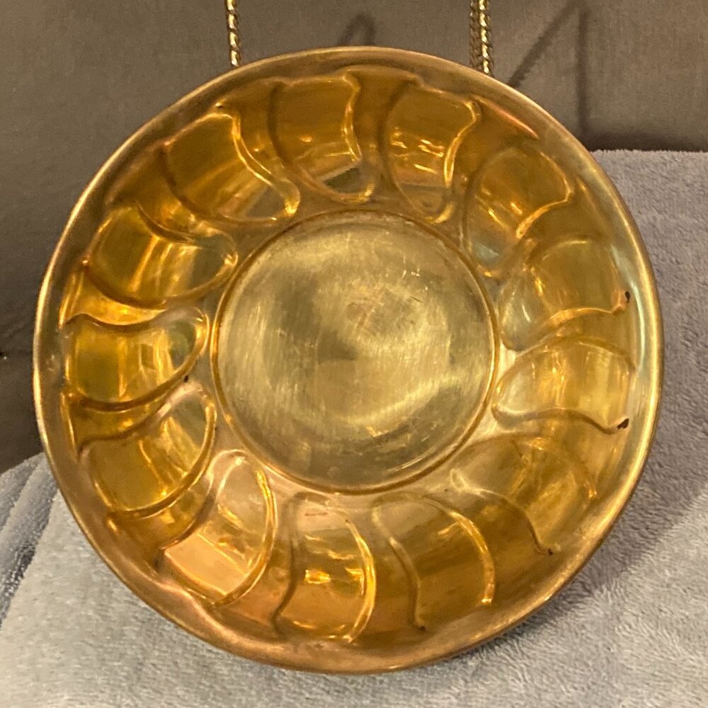 VTG 1980's Scalloped Brass Bowl-India Exotics-3.5” H & 7” D-Decorative Only-VGUC